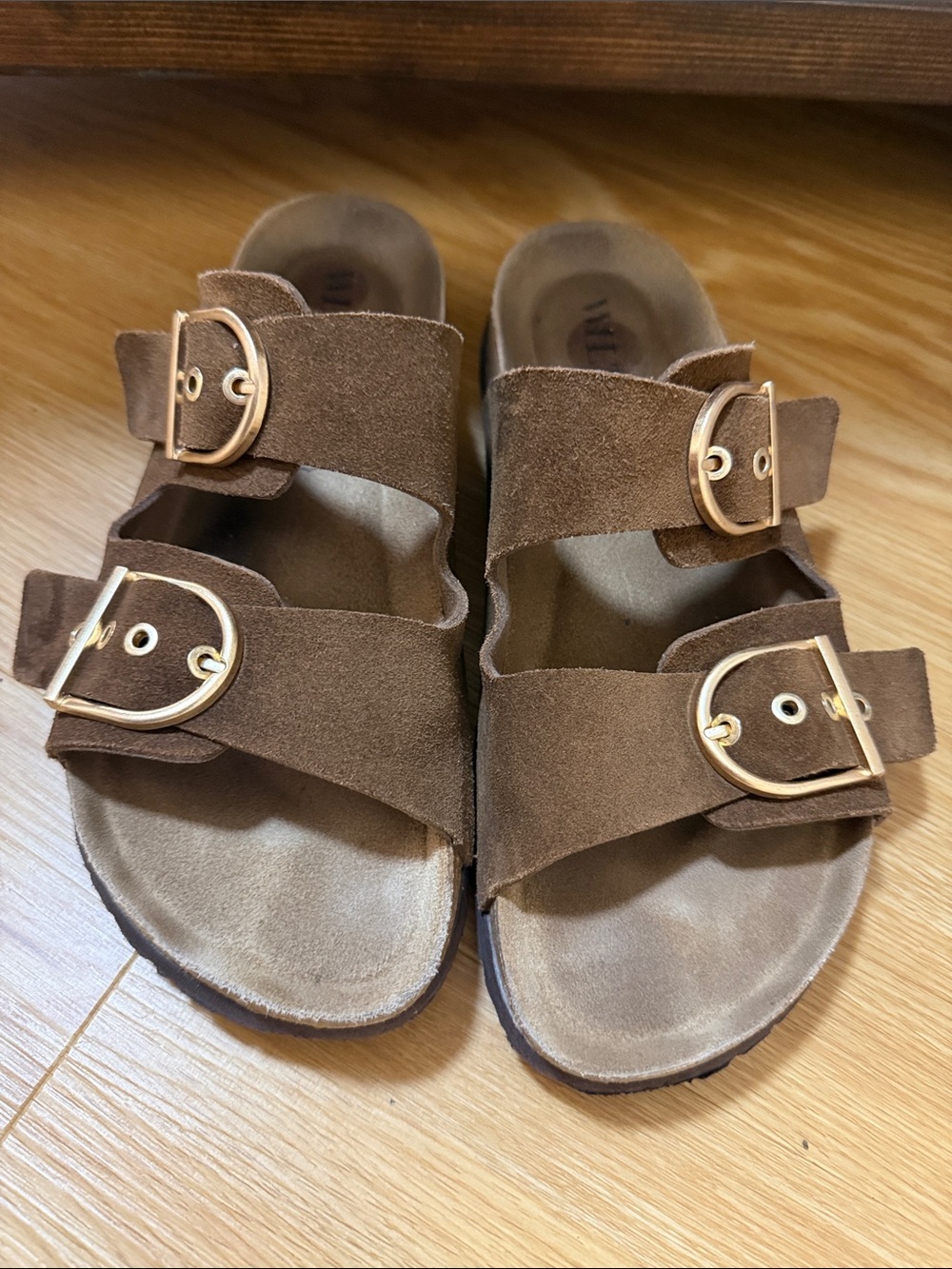 Wilt Brown Suede Double Buckle Sandals